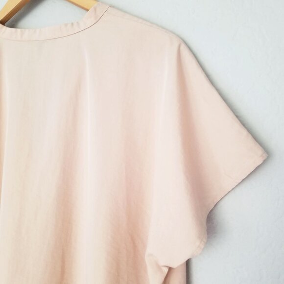 Eileen Fisher Mandarin Collar Top M Dune Tencel Blend Lightweight Lagenlook $198 - Picture 11 of 16